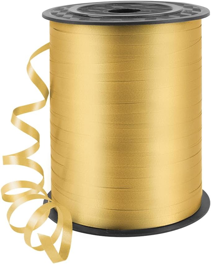 HimBen 500 Yards Curling Ribbon for Gift Wrapping, 3/16" Balloon String for Christmas Valentine Birthday Wedding Party Festival Decoration, Crafts, Flower Bouquet(Solid Gold) - Image 1
